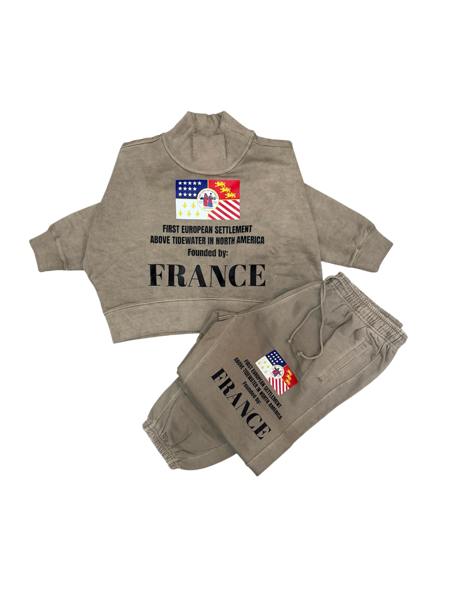 AC -Ladies Flag croptop dyed mock neck sweatsuit