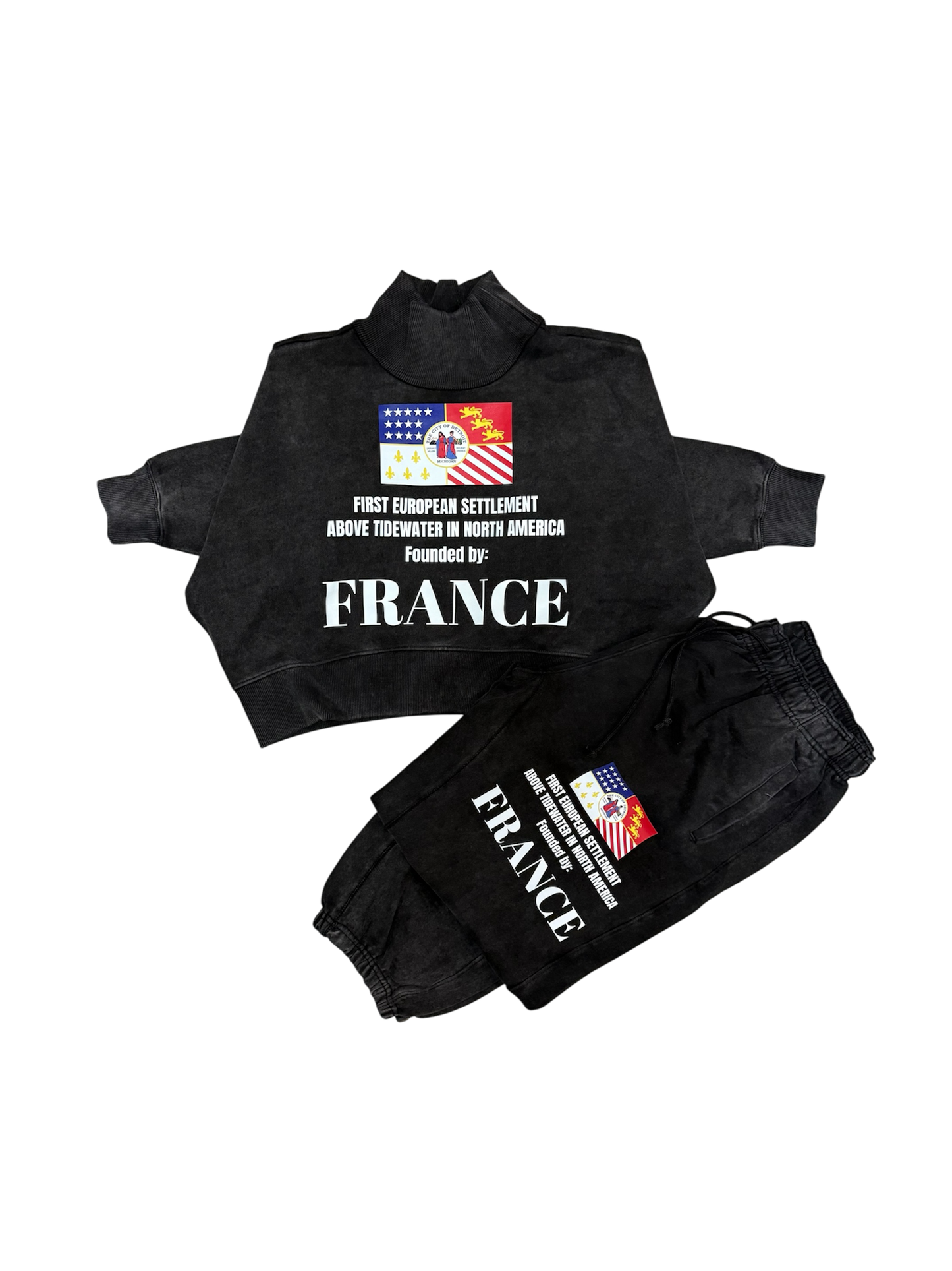 AC -Ladies Flag croptop dyed mock neck sweatsuit