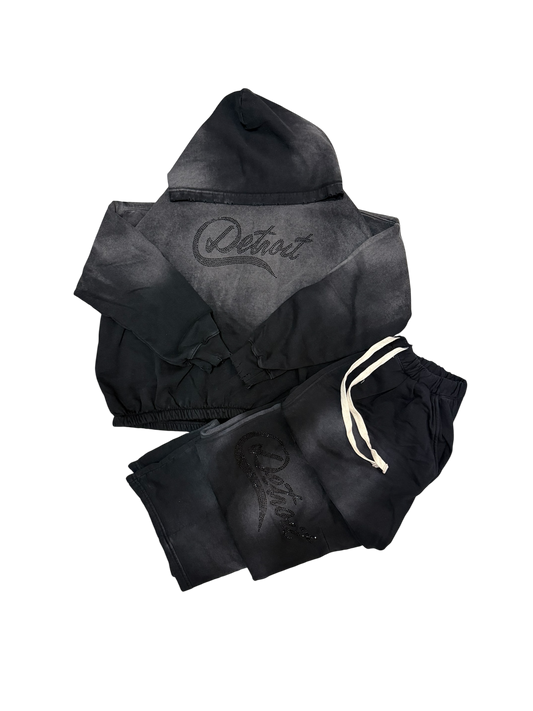 AA - Aged Black Rhinestone Detroit Jogger