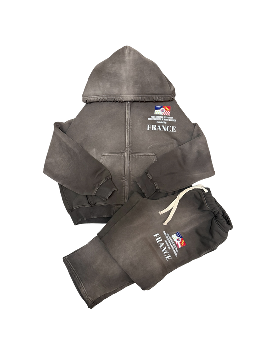 AB- Oversized crop hoodie wide leg jogger