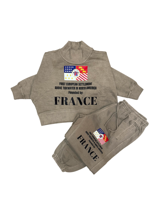 AC -Ladies Flag croptop dyed mock neck sweatsuit