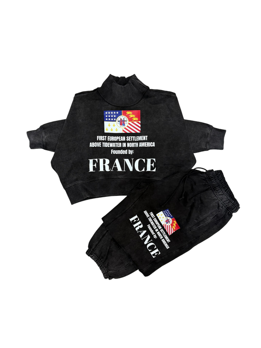 AC -Ladies Flag croptop dyed mock neck sweatsuit
